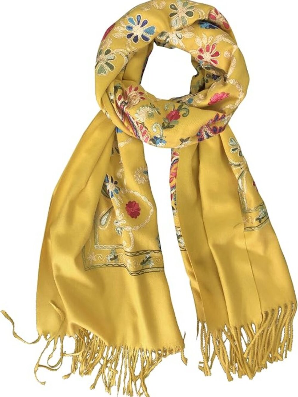 Women's Embroidered Tassel Long Shawl Oversize Scarf Wraps for Women
